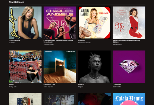 screenshot of music app