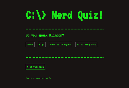 screenshot of redux quiz
